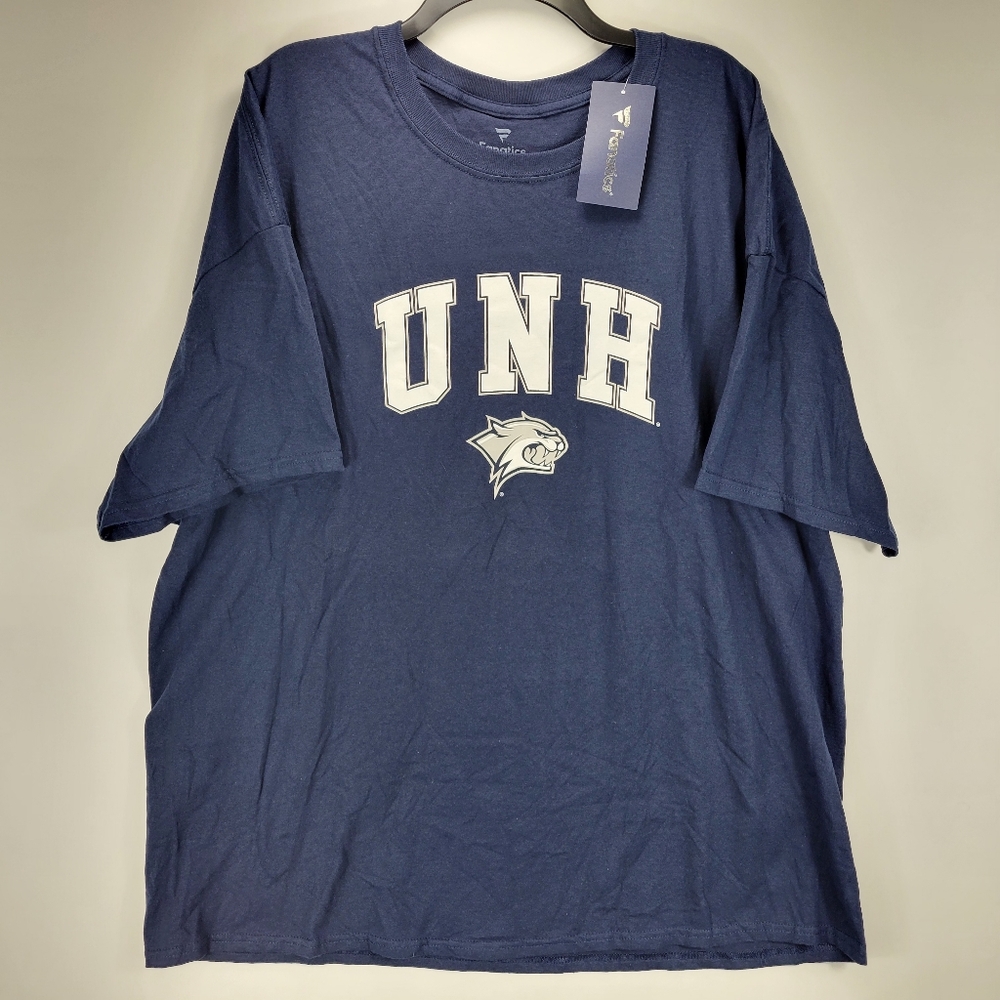 University Of New Hampshire Wildcats UNH Fanatics NCAA Shirt Mens 3XL Blue White